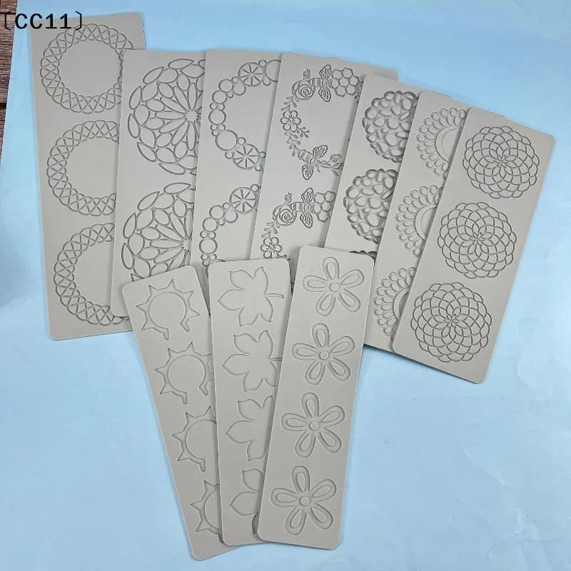 Garland Leaves Design Circle Texture Sugar Craft Silicone Pad Dessert Qme