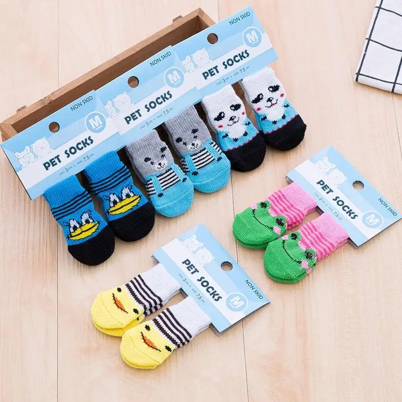 Cartoon Pet Cat Dog Floor Anti-slip Socks Prevent Scratching Dirt Qme