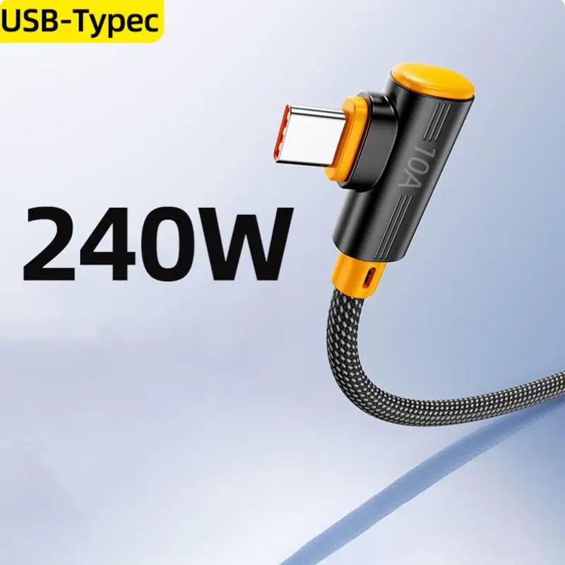 240W Fast Charging USB C Elbow Data Cable Supports Quick Charge Qme