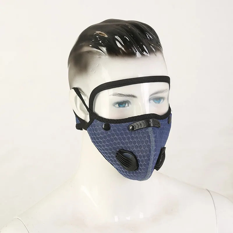 2pcs Sport Face Mask Activated Carbon Filter Riding Mouth Cover Dustproof Reusable Washable Cardio Sports Mask Qme