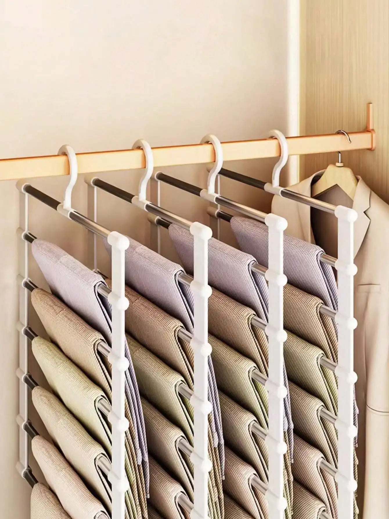 Multi-layer Pants Hanger Clothing Forms Space-saving Non-slip Qme