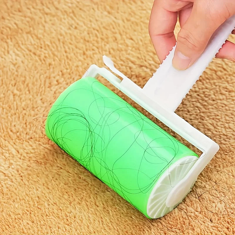 Green Manual Pet Hair Removers - Washable Reusable Sticky Rollers, Brushes & Lids - Heavy-Duty Plastic Handle - Turquoise Qme