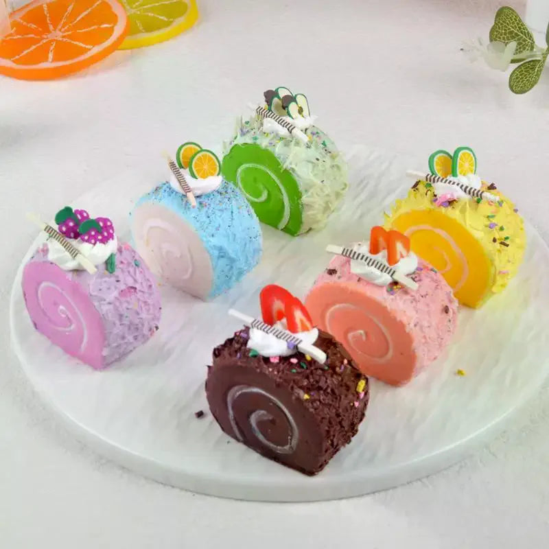 6 Pcs Realistic Artificial Roll Cake Models Vibrant Colors Lifelike Details For Home Decor Food Display Photography Props Qme