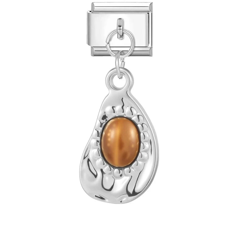 2026 Colorful Zircon Crystal Pendant Italian Charm Link Fit Stainless