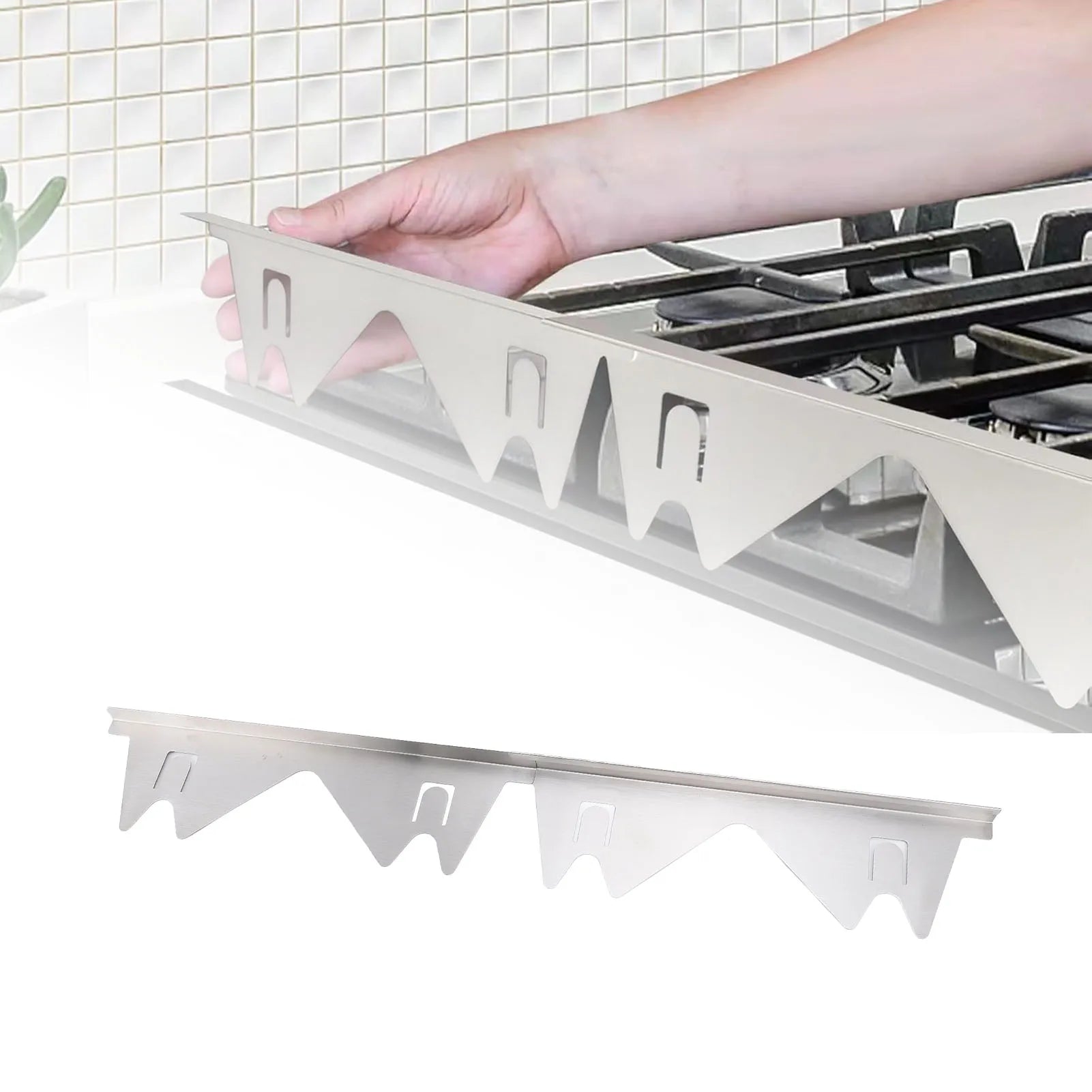 4Pcs Stainless Steel Stove Gap Covers Heat Resistant Easy Clean Range Trim 13.78-27.56in Adjustable Silver for Kitchen Qme