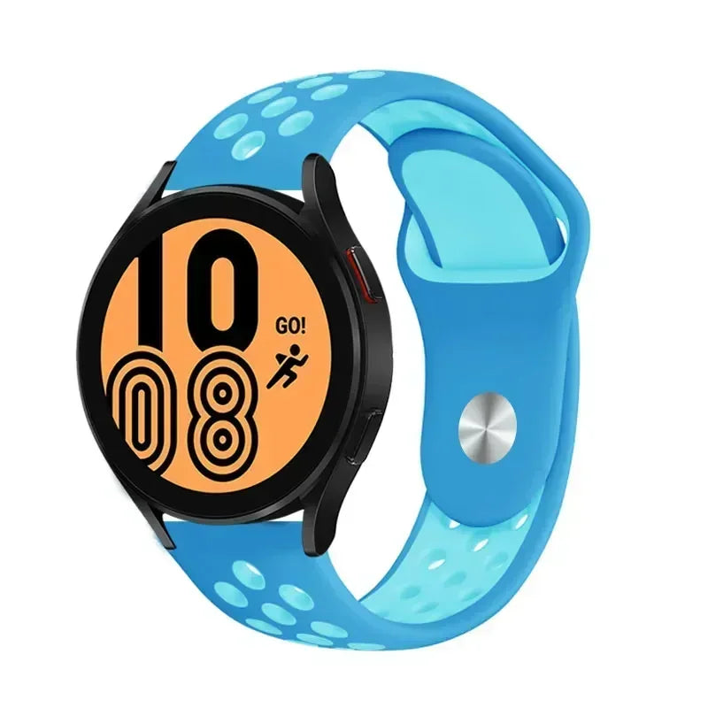 20mm 22mm Watch Strap for Samsung Galaxy Watch 6 5 4 3 Classic 47mm 43mm Pro 45mm 40mm 44mm Silicon Bracelet Huawei GT/3/2 Band Qme Blue Light Blue 20MM Watch Band