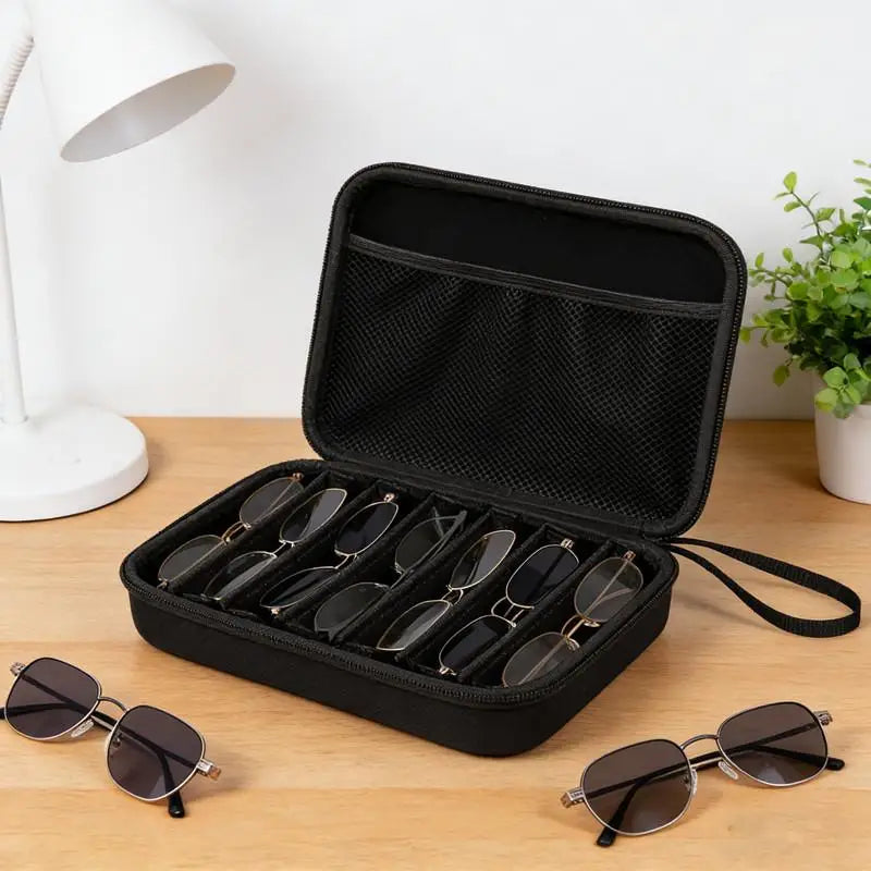 6 7 Compartment Adjustable Glasses Storage Box Portable Organizer Qme