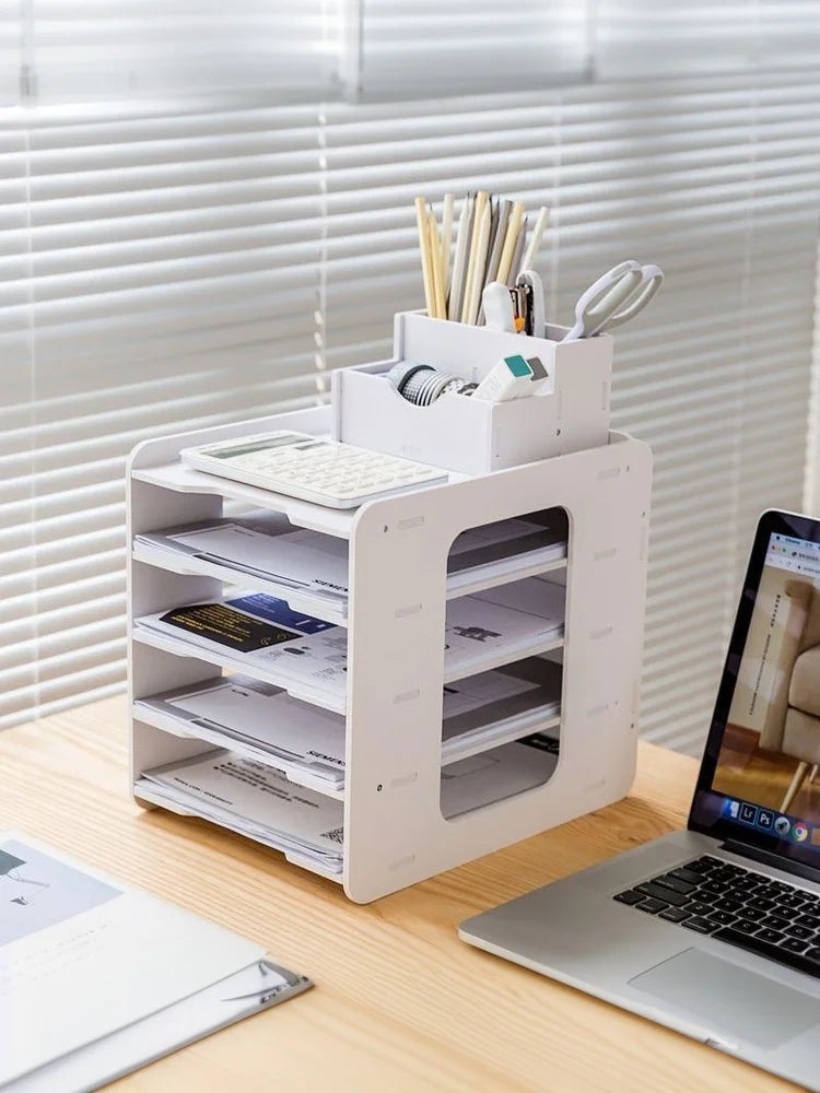 A4 Paper Desktop Storage Rack Multilayer Space-saving Desk Office Qme