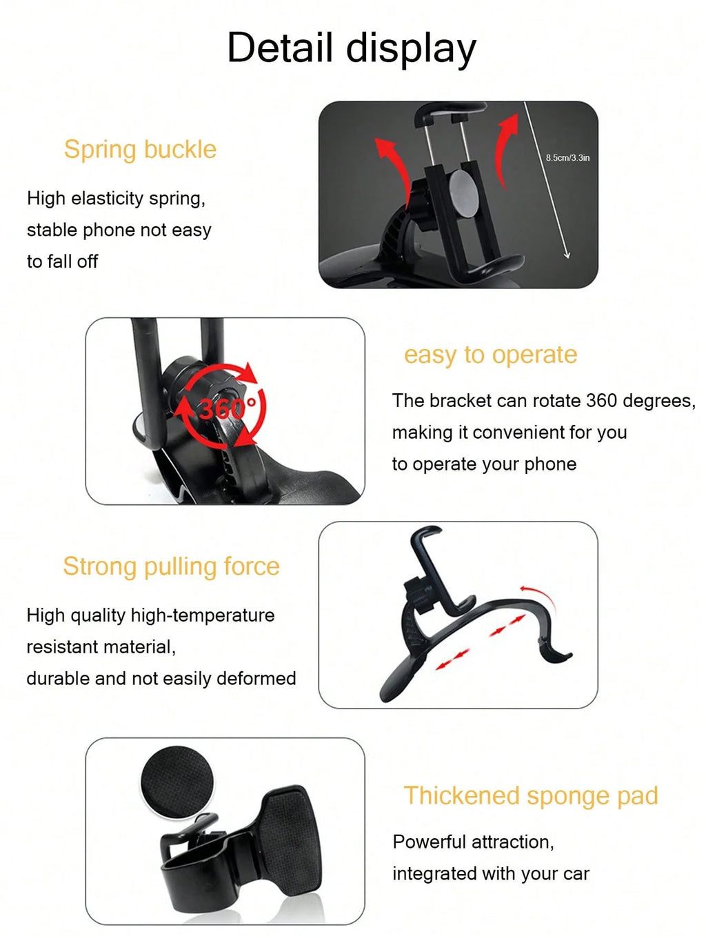 Car-mounted Clip-on Phone Holder Car Navigation Support Stand Qme