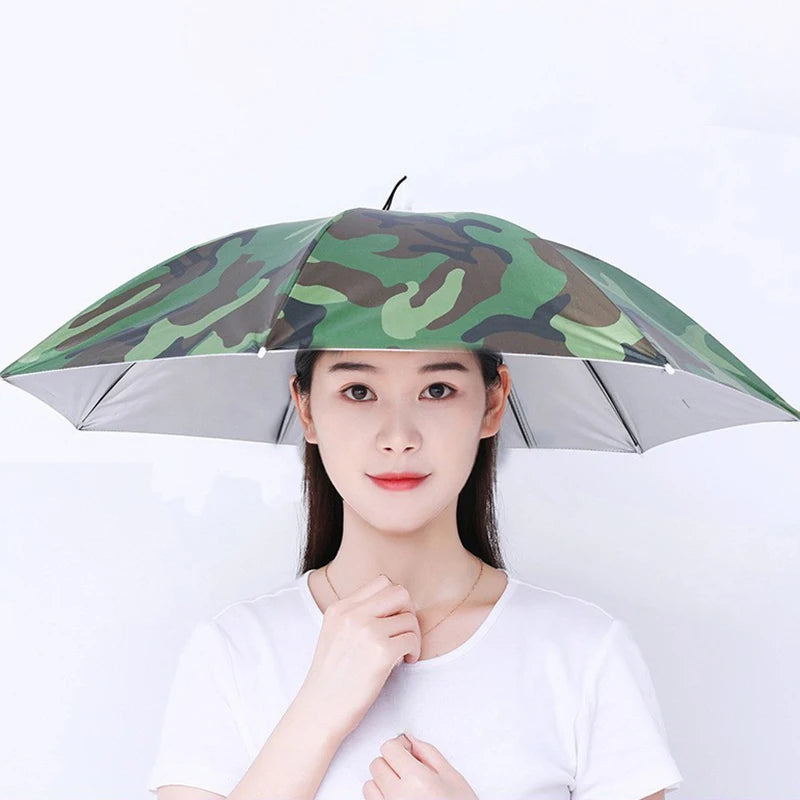 Portable Rain Hat Outdoor Folding Umbrella Fishing Sun Shade Anti-UV Qme