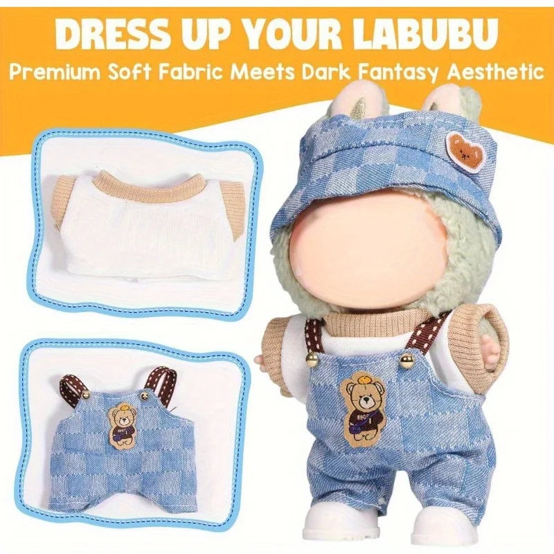 Suitable for a 3-piece set of 17cm Lububu doll clothes, fashionable and cute doll clothing accessories (without dolls) Qme
