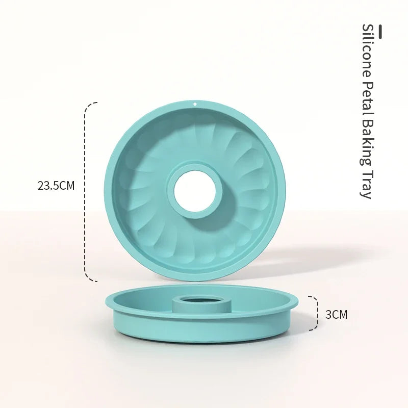 Non-Stick Silicone Fluted Tube Cake Pan 3D Shape Baking Mold DIY Kitchen Bakeware Tools for Pastry & Cake Decorating Qme Petal 1