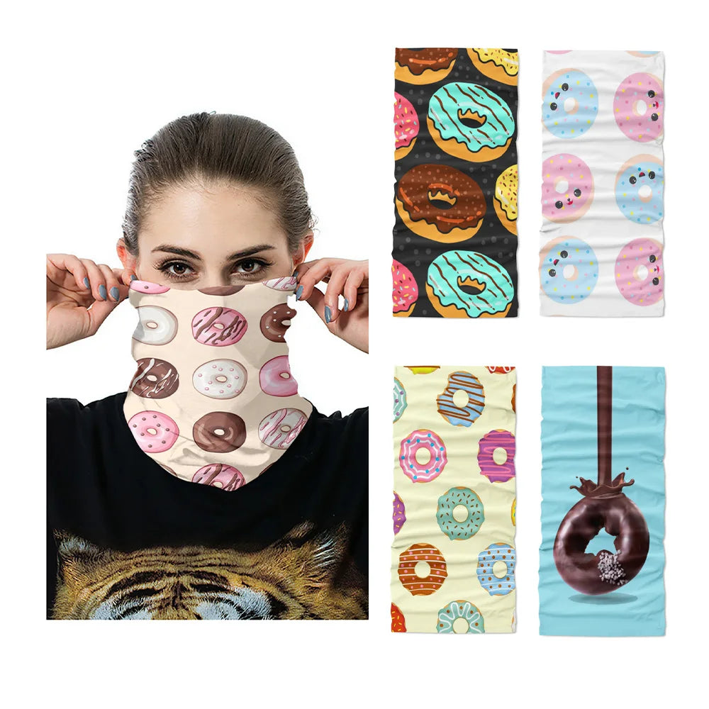 Food Donut Headscarf Fun Printing Women's Hijab Scarf Summer Neck Qme