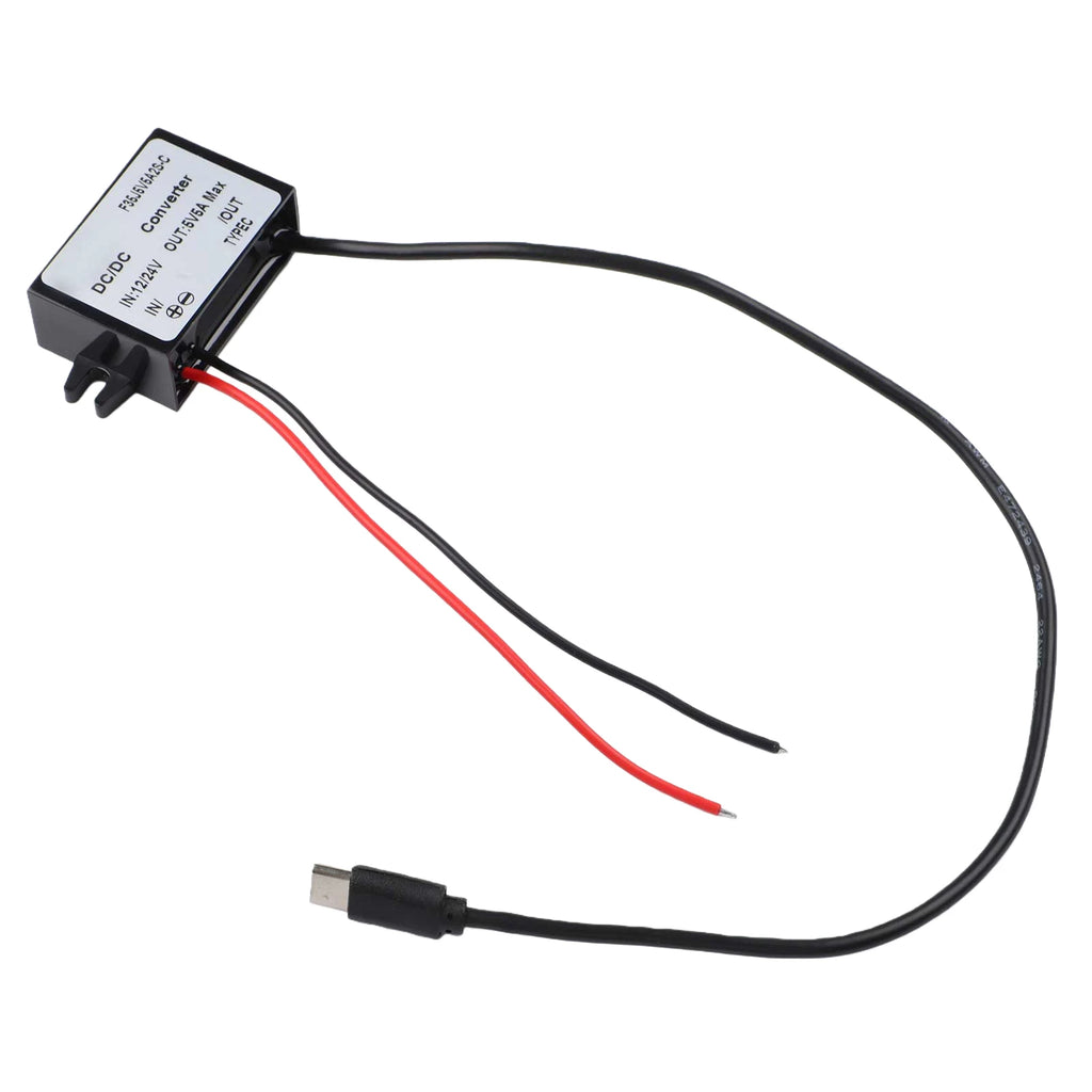 12V/24V To 5V USB C 5A 25W DC Converter Mobile Phones Tablets Wire Gauge 20AWG Step-Down Power USB Charging Adapter Power Tool Qme