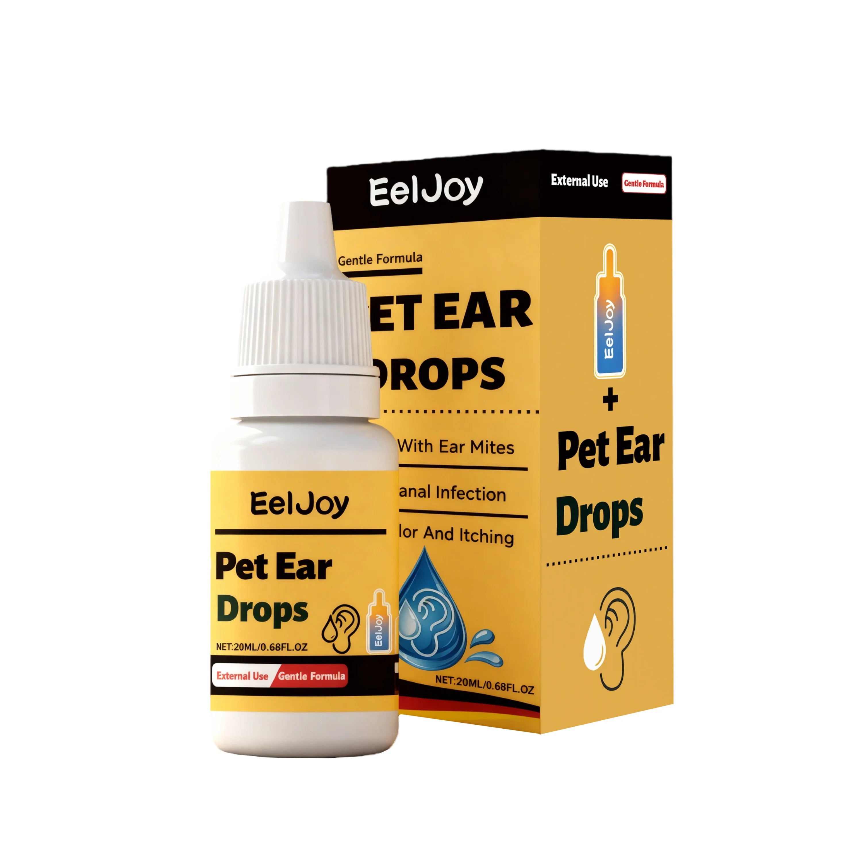 Pet Ear Care Drop Removing Earwax Eliminate Ear Mites Relieve Itching Prevent Infection Gentle Formula Pet Ear Cleaning Solution Qme 20ml Boxed