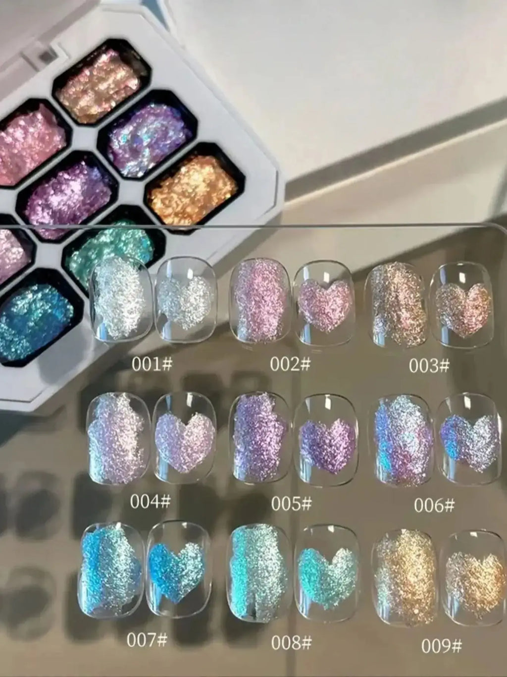 9 Colors 3D Stereo Glitter Gel Powder Paste Polarized Bright Modeling Qme 1PCS