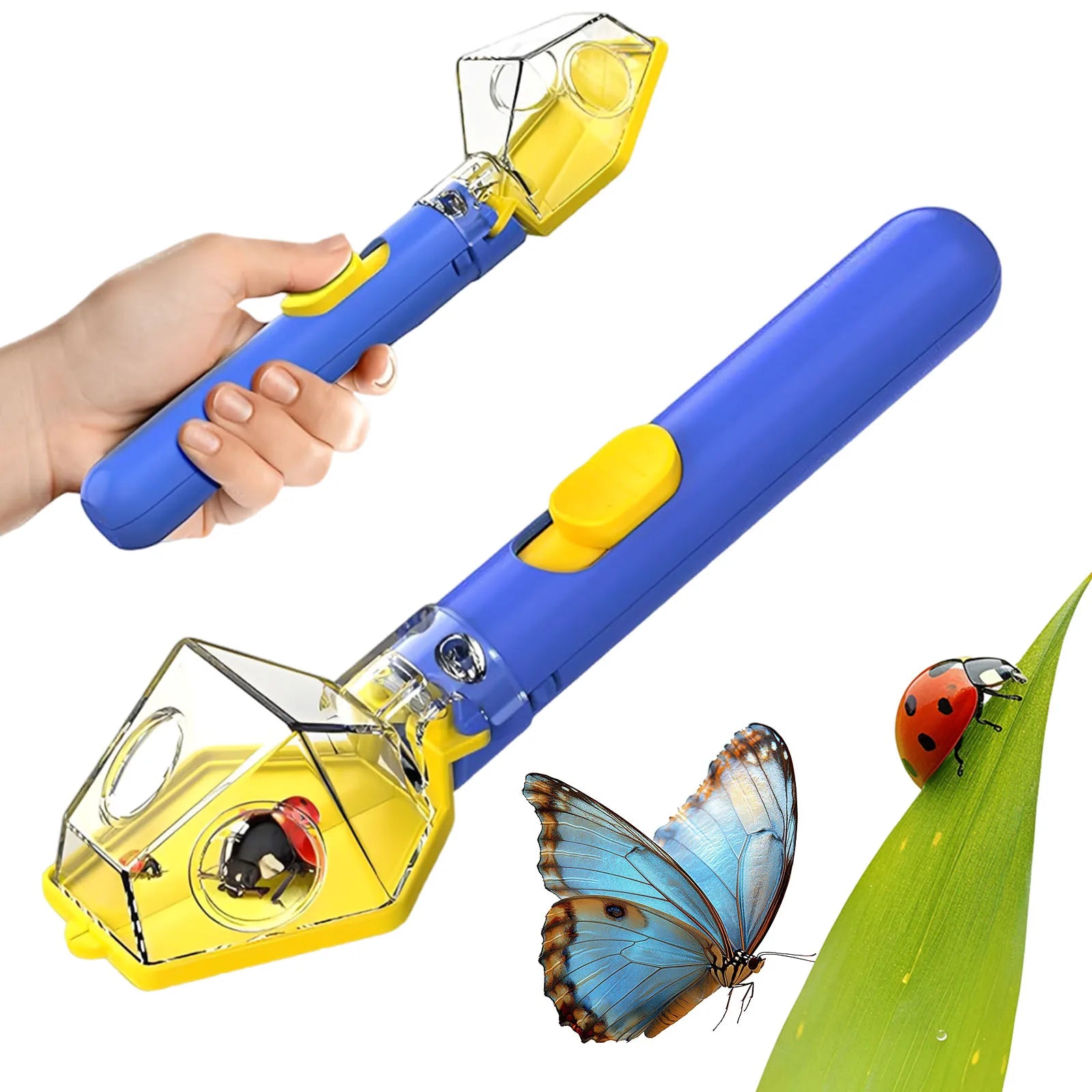 Multifunctional Portable Insect Catcher Push Type Transparent Observer Box Bug Catcher with Magnifying Glass Comfortable Grip Qme