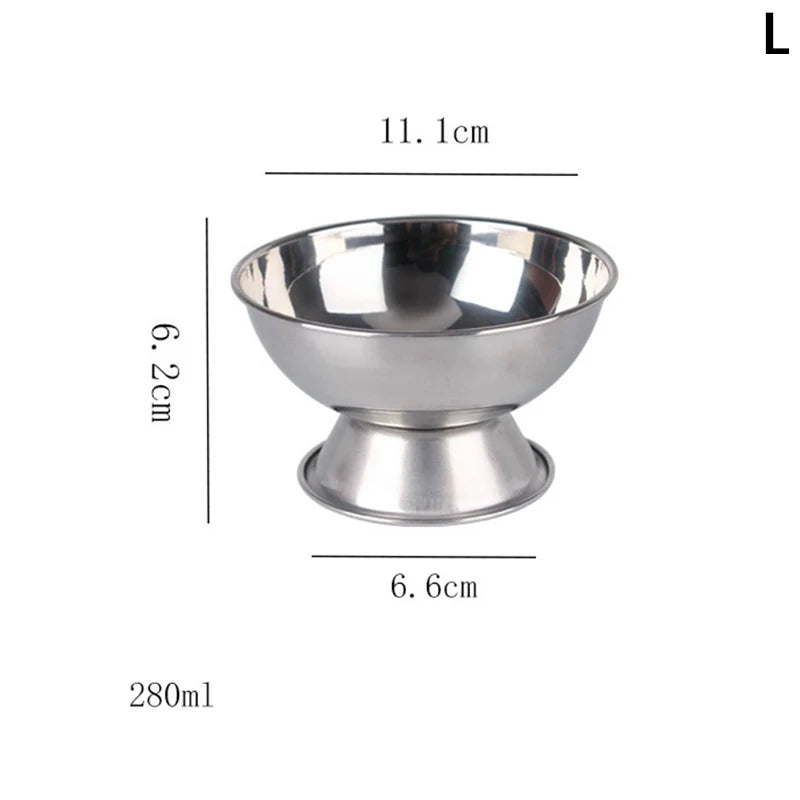 Ice Cream Cups Salad Bowl Stainless Steel Bowl Dessert Fruit Plate Snack Dish Party Supplies Qme L