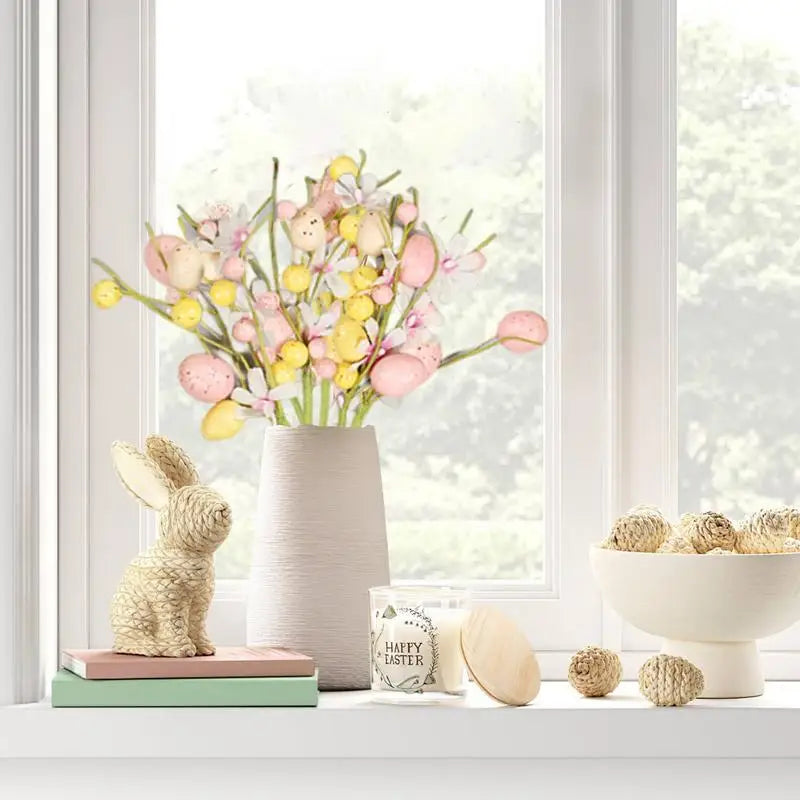 Artificial Easter Egg Flowers 6X Floral Bouquet Pick Branches Spring Qme