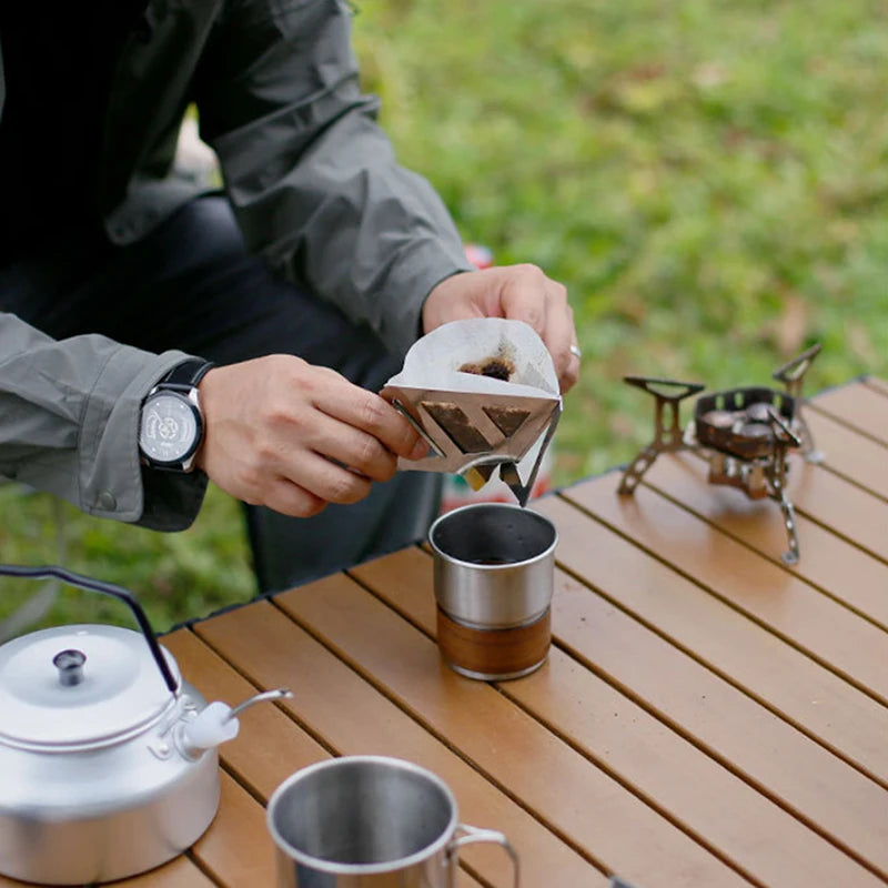 Coffee Drip Rack Residue Filter Outdoor Camping Portable Stainless Qme