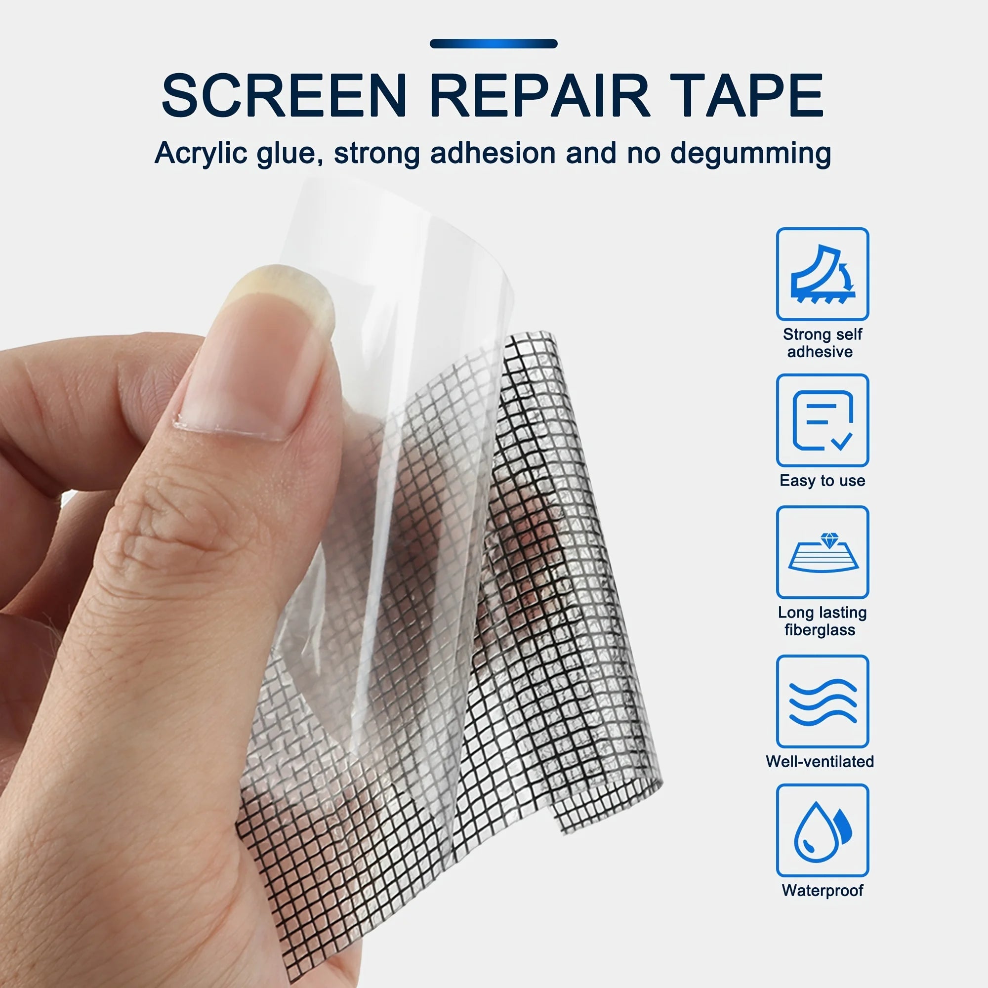 1 Roll Window Screen Repair Tape, Adhesive Mesh Tape For Covering Window Door Tears Holes Screen Patch Repair Kit Qme