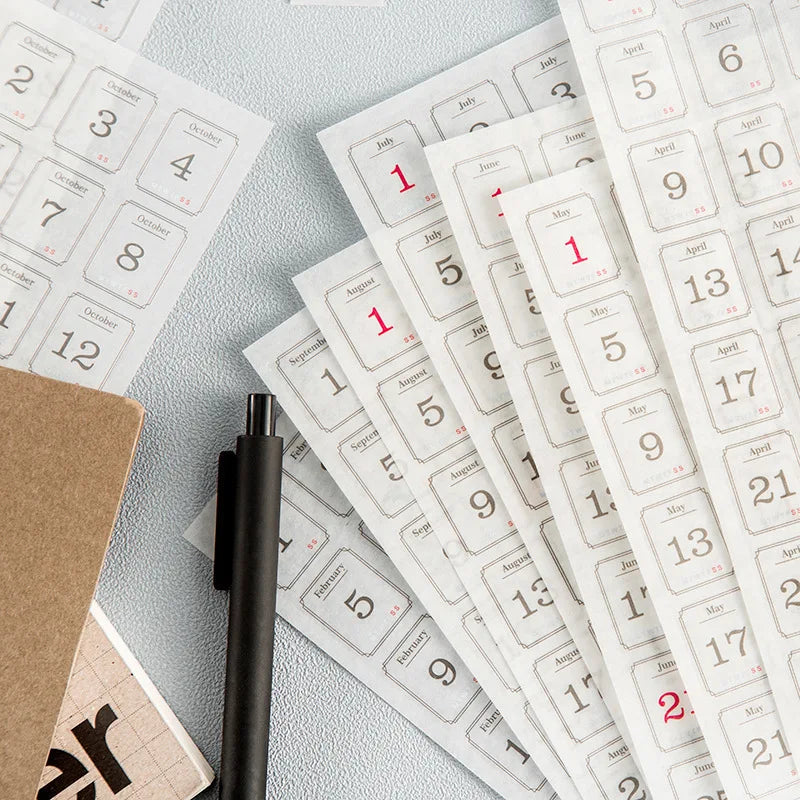 365 day Date Stickers Planner Stick Labels Scrapbooking Adhesive Diy Scrapbooking Diary Album junk journal supplies Qme