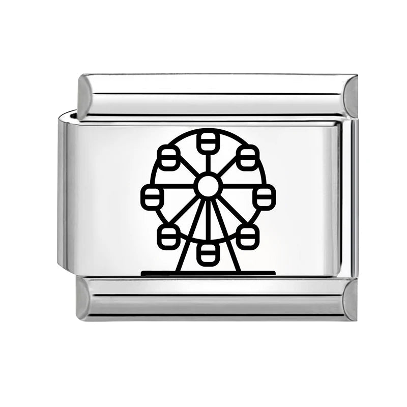 Wholesale Laser Engraving Cute Cats 666 999 Italian Charm Links Fit 9mm Stainless Steel Bracelet Women DIY Making DIY Gift Qme Style 3