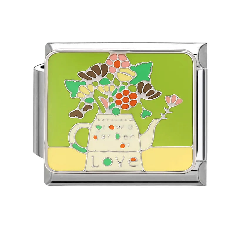 2026 Y2K Colorful Glaze Cute Street Scene Cat Italian Charm Link fit 9mm Stainless Steel Jewelry DIY Making Bracelets For Gifts Qme Style 16