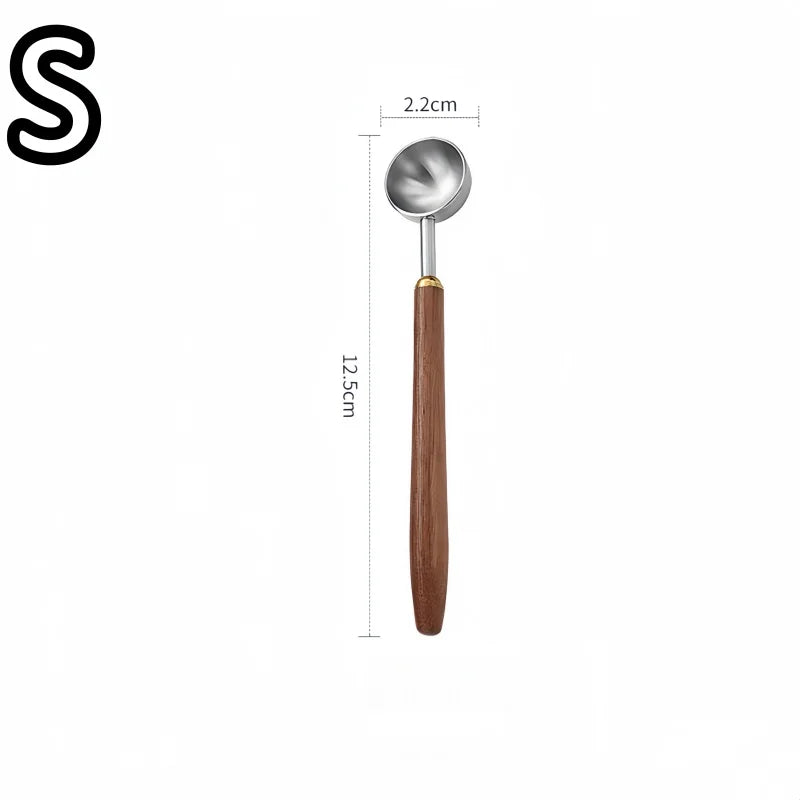 Walnut Coffee Spoon Stainless Steel Long Handle Measuring Kitchen Qme S