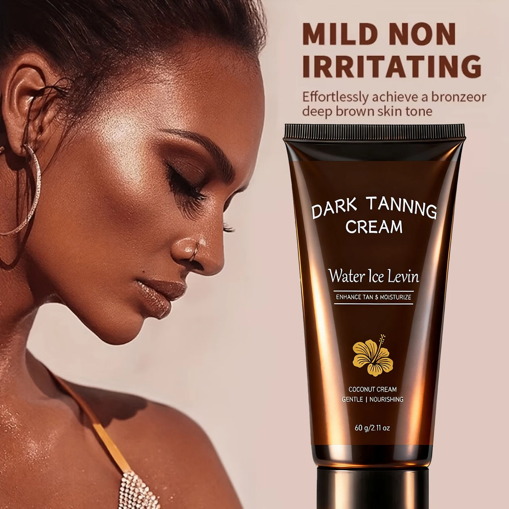 Collagen Infused Coconut Self Tanning Cream, Moisturizing Dark Sun Tanner for Smooth Skin Qme