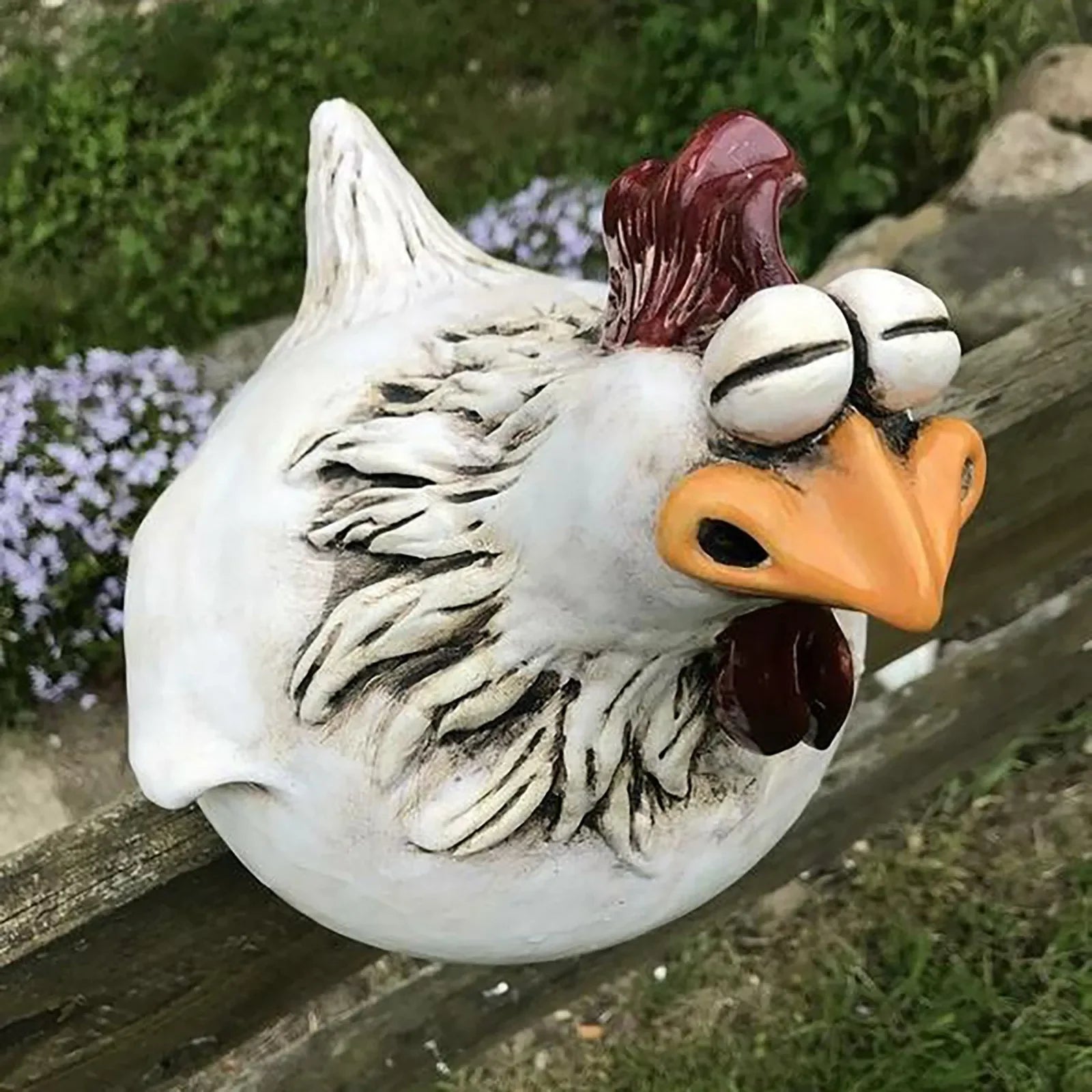 Funny Chicken Fence Decor Statues Resin Garden Farm Yard Hen Qme C