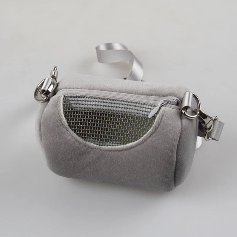 Travel Friendly Hamster Bag Cylinder Design Mesh Visibility Qme Gray