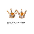 2 Dollhouse Miniature Gold Mini Alloy Crown Rhinestone Princess Small Qme 2pcs 26x24x18mm