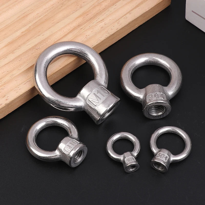 304 Stainless Steel Japanese Eye Nuts M6 M8 M10 M12 M16 Lifting Rings Marine-Grade Hardware Rigging Hoisting Industrial Qme