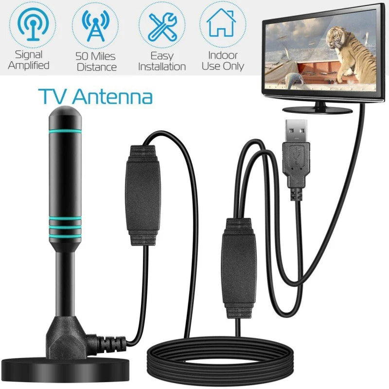 Digital TV Antenna Signal Amplifier 480+ Miles Indoor Outdoor Qme