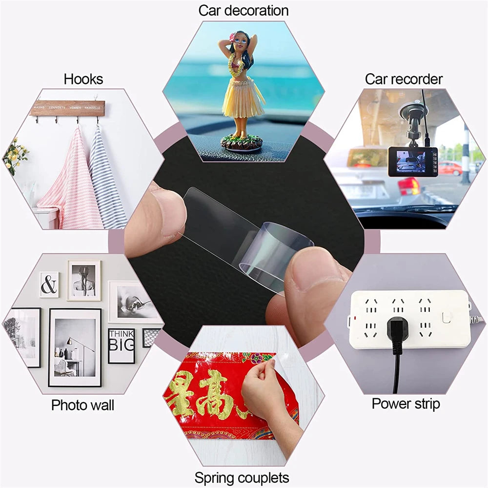 TFAAI Reusable Double-sided Adhesive Tape Square Ultra-strong Waterproof Transparent Non-marking Stickers Tape 60Pcs/Box Qme