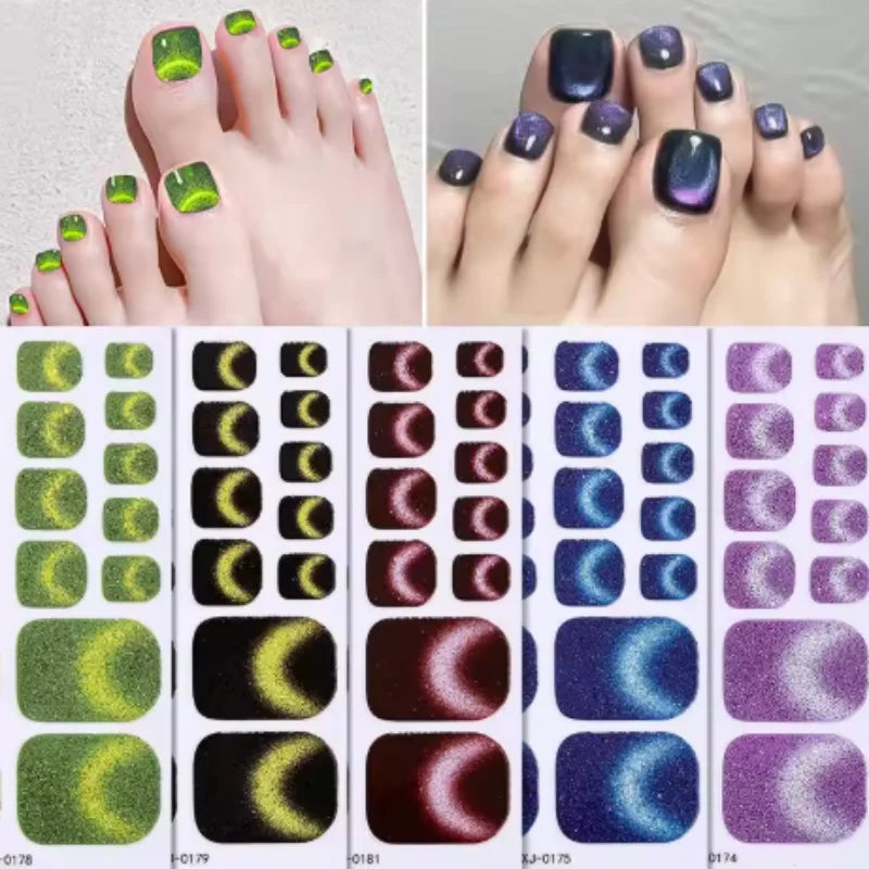 Cat Eye Style Nail Art Stickers Self adhesive Stickers For Toe Nails Full Cover Toenail Polish Stickers DIY Foot Decals Qme