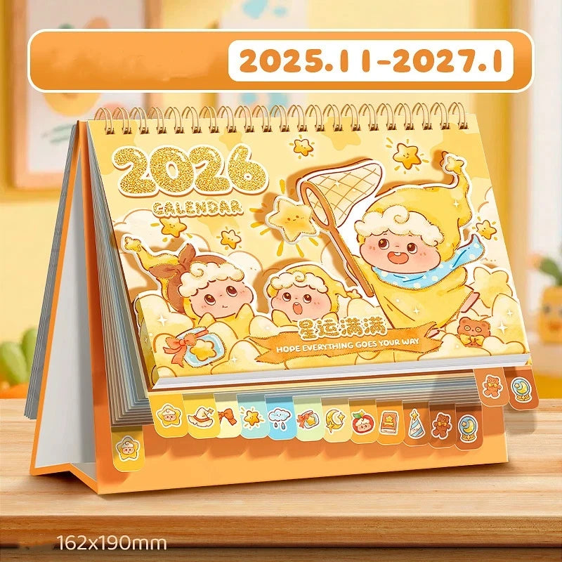 2026 Desk Calendar Multifunctional 3D Rotating Desktop Cartoon Horse Qme A3