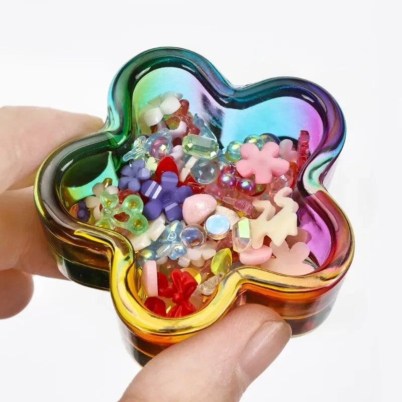 Acrylic Powder Liquid Crystal Glass Cup Aurora Colorful Cup Nail Brush Washing Mug Nail Art Tools Liquid Powders for Mixing Bowl Qme