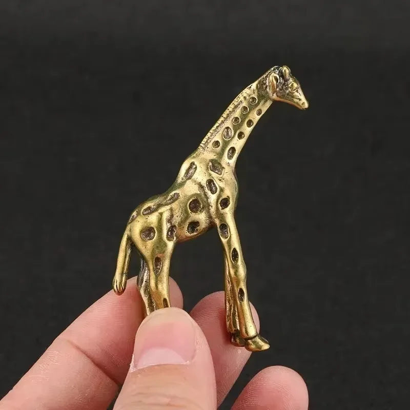 Vintage Brass Giraffe Ornament Office Desk Desktop Decoration Tea Pet Qme