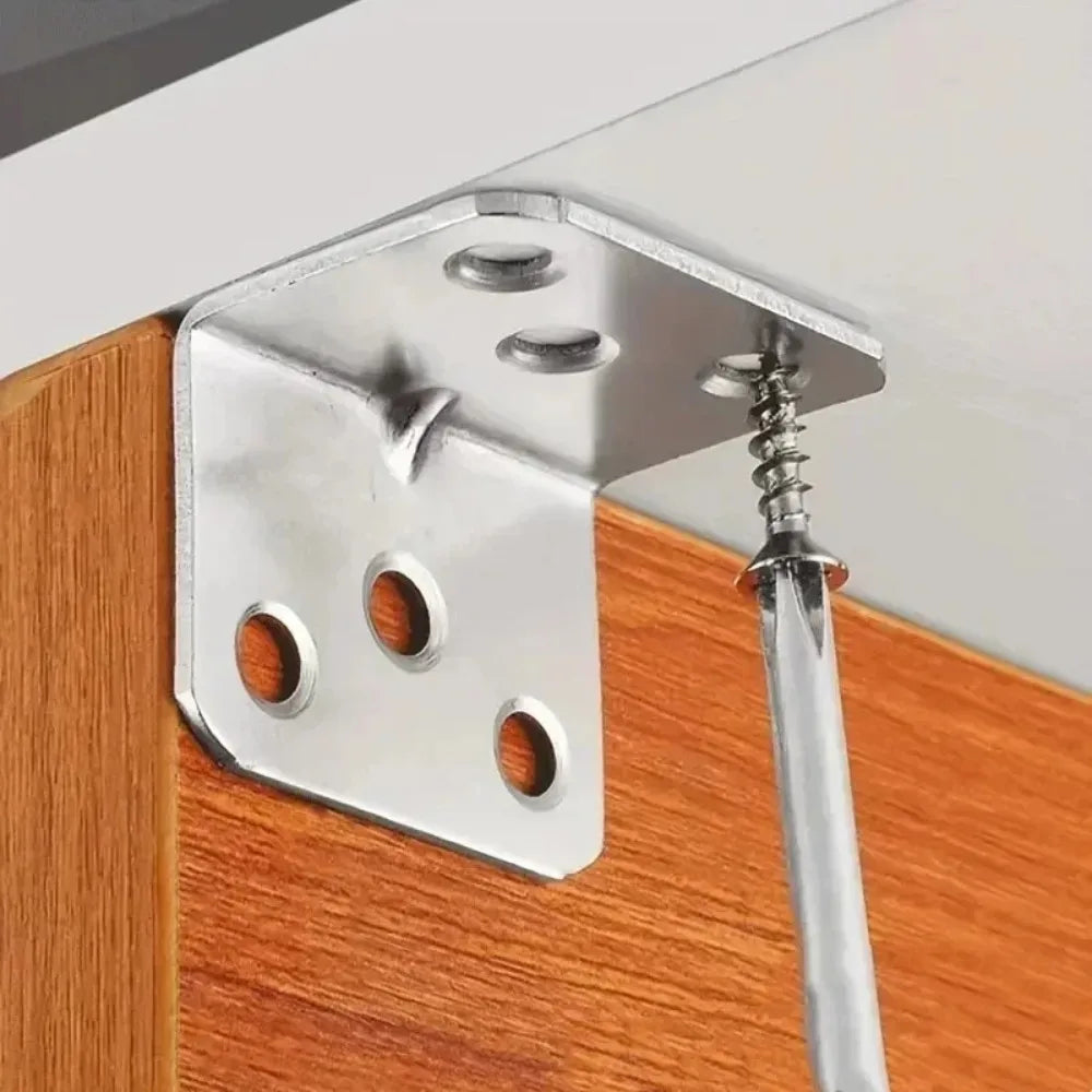 100-10PCS Stainless Steel L-shaped Bracket Furniture Layer Board 90° Fixed Right Angle Bracket Trapezoidal Layer Board Connector Qme