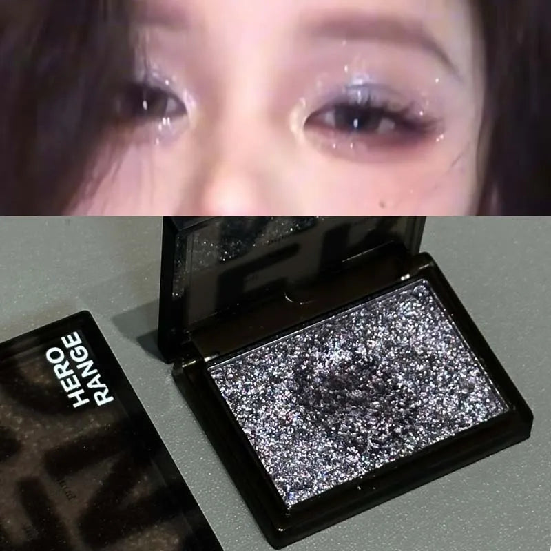 Punk Metallic Glitter Eyeshadow Mousse Matte Shimmer Highlight Pressed Pigments Dark Smoky Purple Pearlescent Eyeshadow Palette Qme
