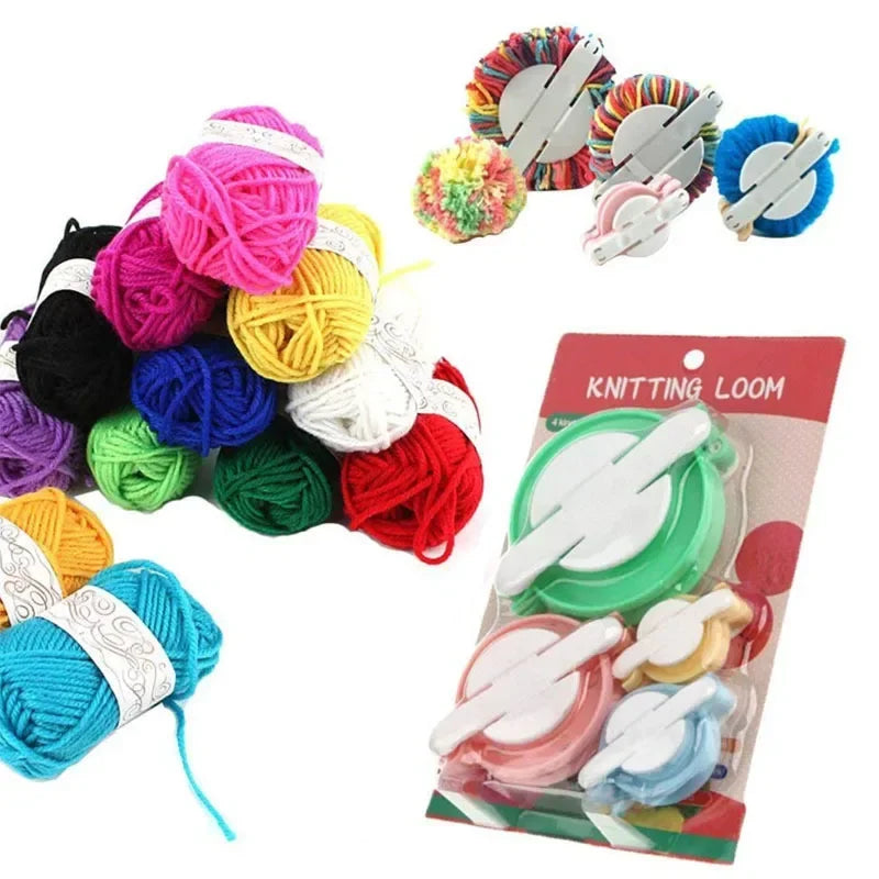 4 Sizes Wool Ball Maker Knitted Tools Yarn Pompon Plush Fluff Weaver Qme