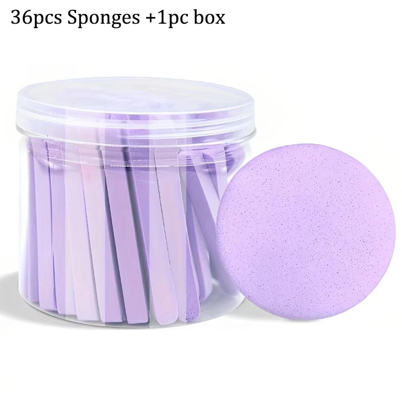 Compress Face Wash Puff with Storage Box Facial Cleansing Sponge for Makeup Remover Round Face Wash Sponge Skincare Beauty Tool Qme PURPLE