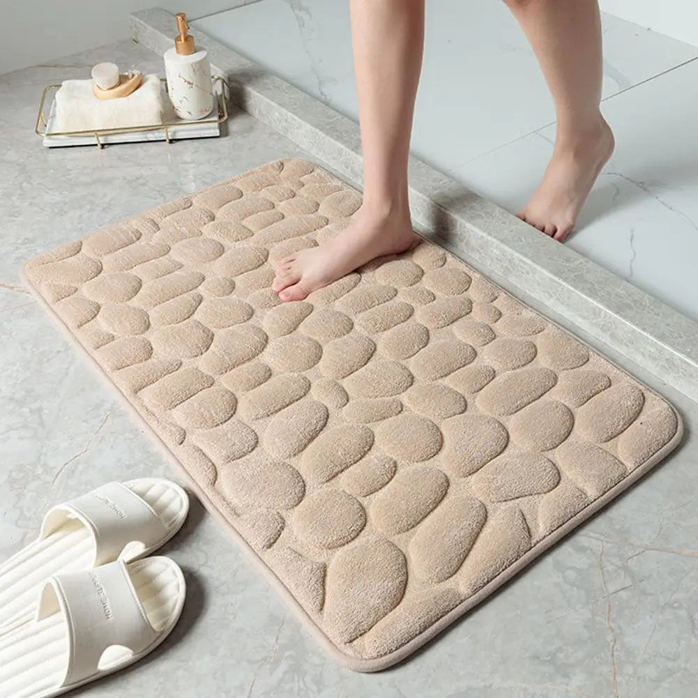 Memory Foam Bathroom Mat Pebble Carpets Super Soft Toilet Washable 40*60cm Absorbent Bathmats Bathroom Qme Khaki