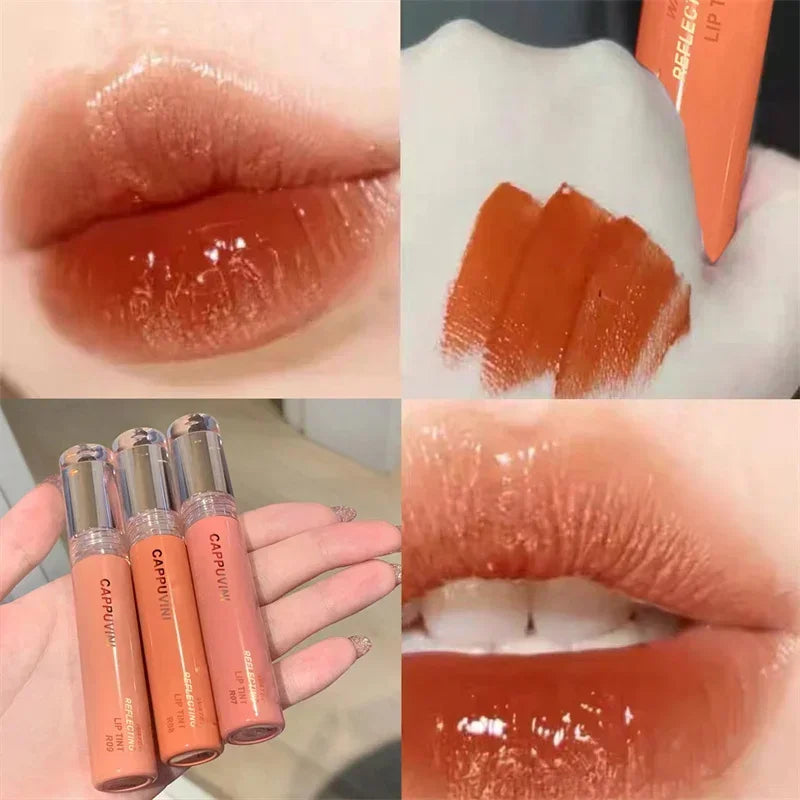 2024 New 6 Color Mirror Dyeing Lip Gloss Moisturizer Liquid Lipstick Waterproof Long Lasting Red Lip Tint Korean Makeup Cosmetic Qme 08