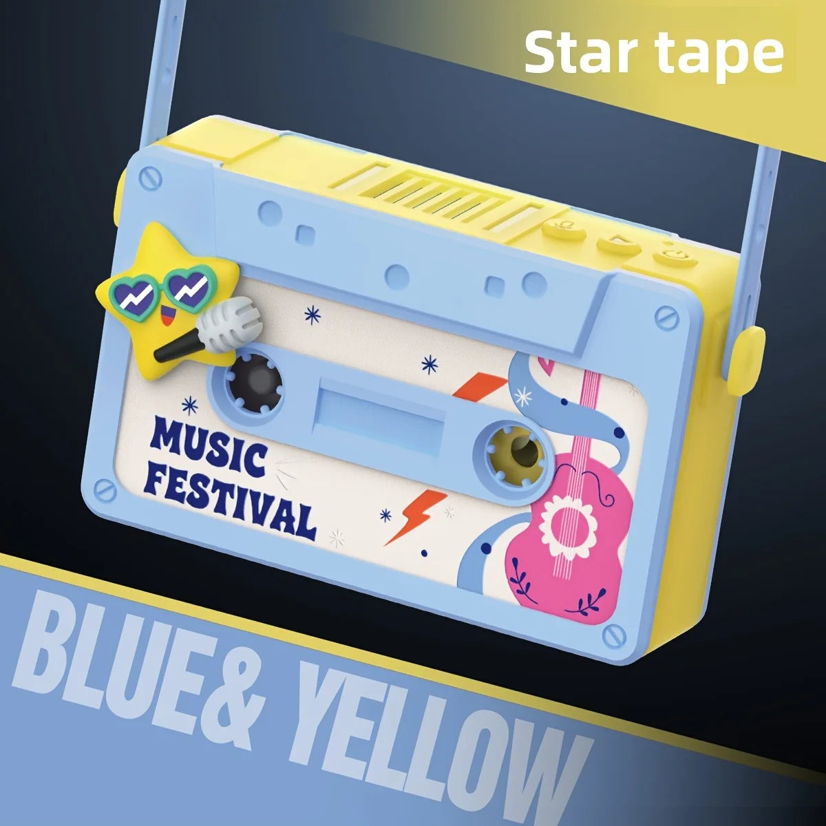 Cartoon Portable Neck Fan Mini Small Personal Handheld Fan USB Rechargeable for Girls Boys Cassette Travel Home Office Outdoor Qme Blue