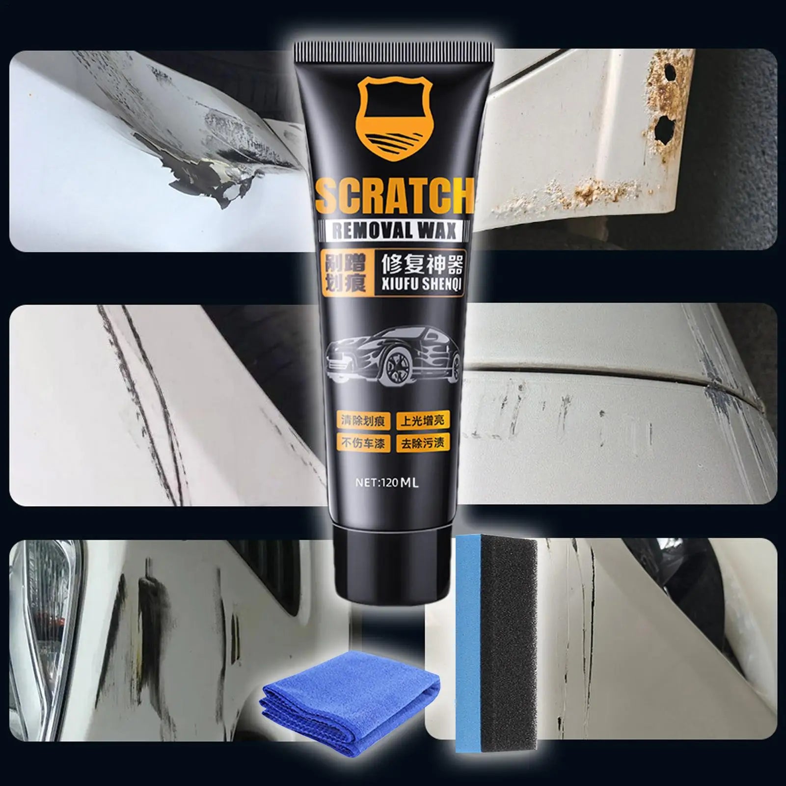 2026 Car Scratch Repair Paste Polishing Wax Scratch And Swirl Remover Multi-purpose Wax With Sponge 128ml Wax For Deep Car Paint Qme