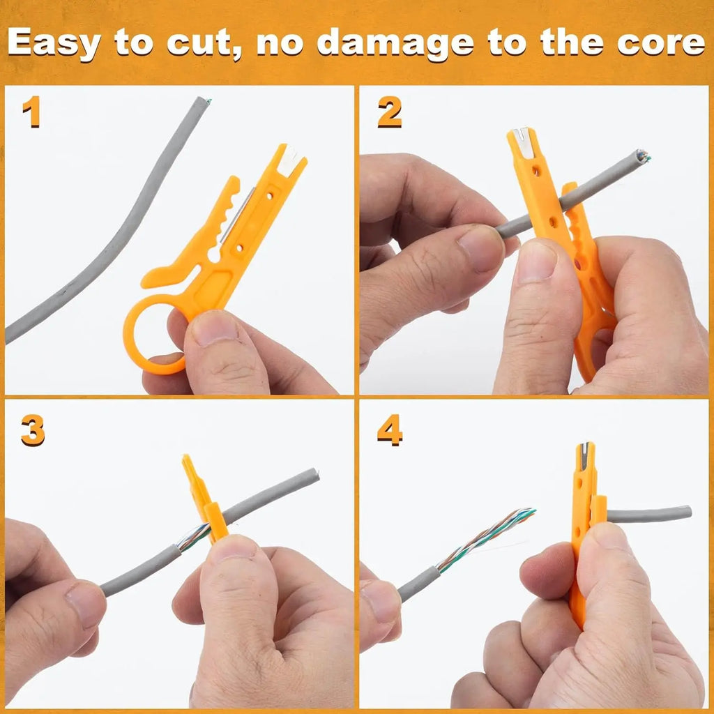10pcs Wire Stripper with Secure Finger Loop, Cable Stripper Cutter Tool, Wire Punch Down Tool for Diameter 5-6.2mm Cables Wires Qme
