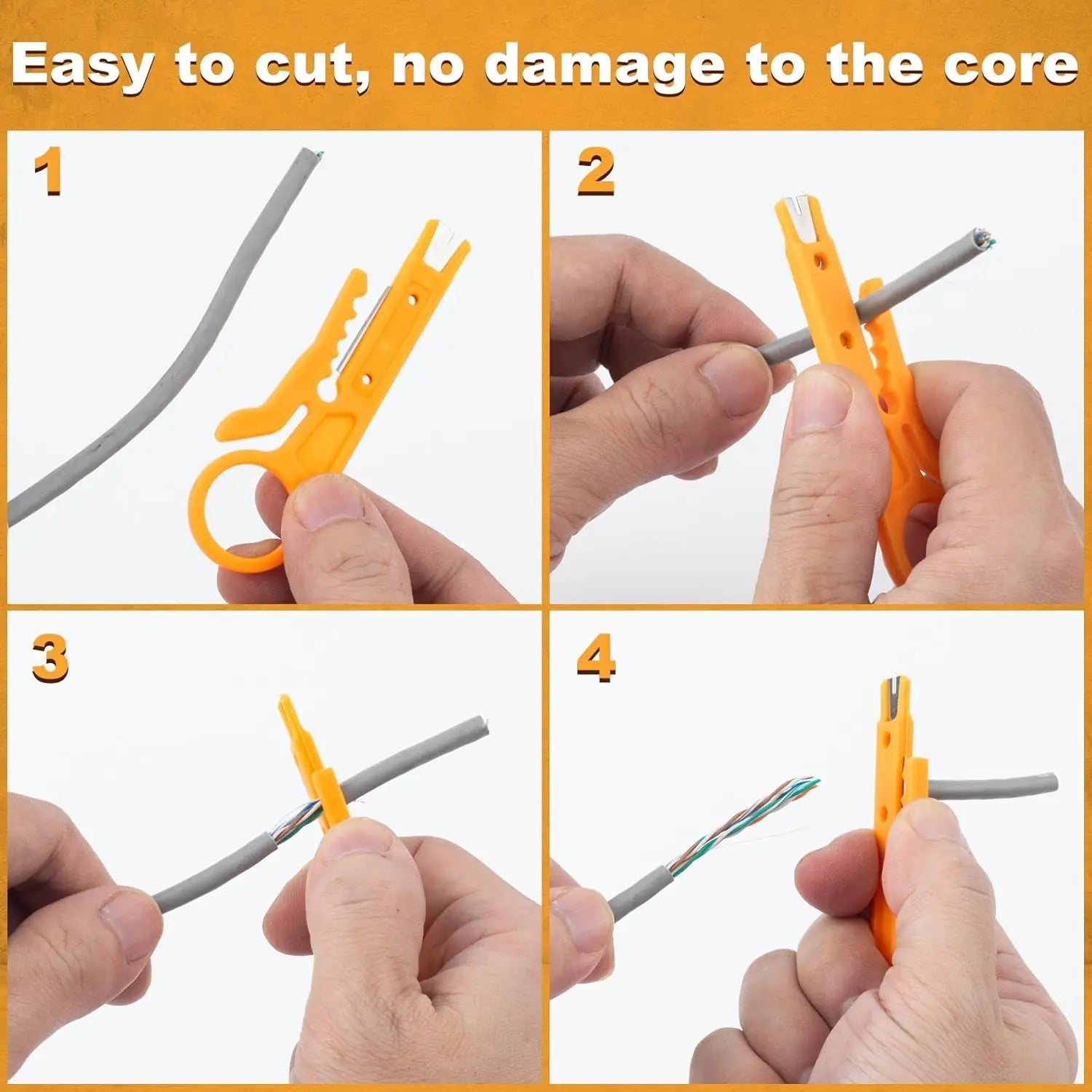 10pcs Wire Stripper with Secure Finger Loop, Cable Stripper Cutter Tool, Wire Punch Down Tool for Diameter 5-6.2mm Cables Wires Qme